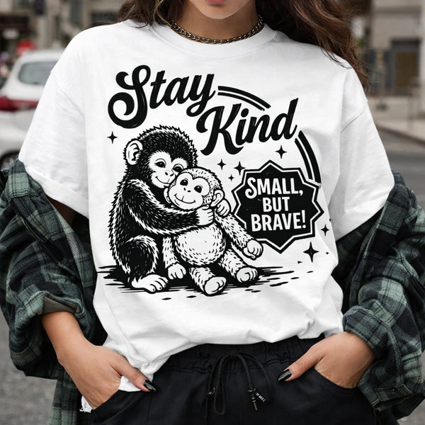 Punch Baby Monkey Shirt, Emotional Baby Monkey Holding Plush Toy Tee, Viral Emotional Monkey PNG Graphic T-Shirt, Cute Kindness Matters Animal Shirt, Aesthetic Soft Girl Monkey Lover Gift