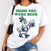 Irish You Were Beer Tee, St. Patrick's Day Shirt, Funny Y2K St Paddys Crop Top, Ireland Lucky Clover Baby Tee, Sarcastic St Pattys Day Gift for Her, Trendy Pink and Green Irish Tee