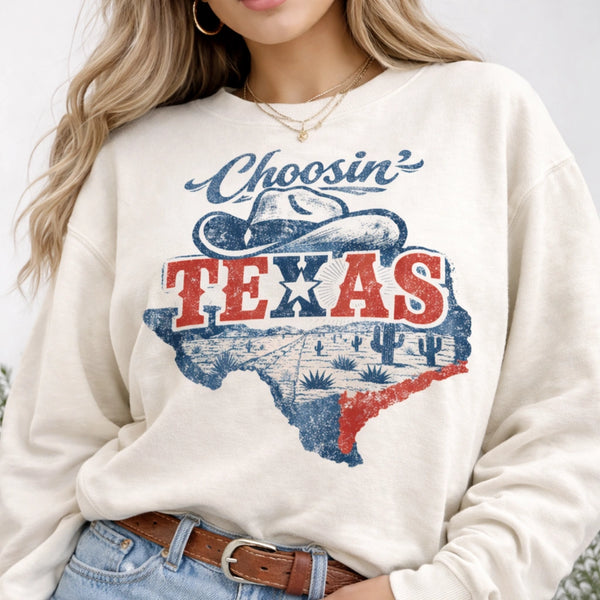 Choosin' Texas T-Shirt, Vintage Lone Star State Pride Tee, Western Texas Graphic Shirt, Texan Pride Wear Outfit, Country Lifestyle Top, Retro Cowboy Style Texas Tee