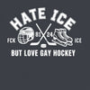 Hate Ice But Love Gay Hockey Crop Top, Queer Athlete T-Shirt, LGBTQ Pride Sports Tee, Funny Political Hockey Gift, Gay Pride Tee