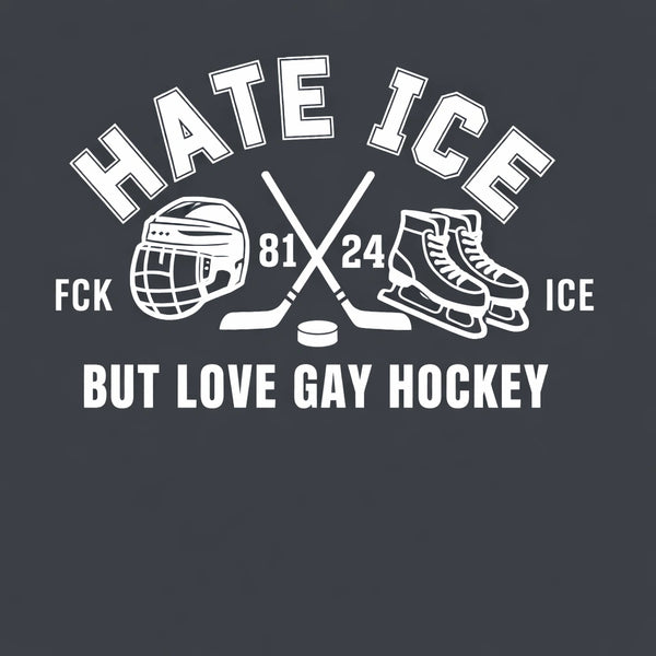 Hate Ice But Love Gay Hockey Crop Top, Queer Athlete T-Shirt, LGBTQ Pride Sports Tee, Funny Political Hockey Gift, Gay Pride Tee