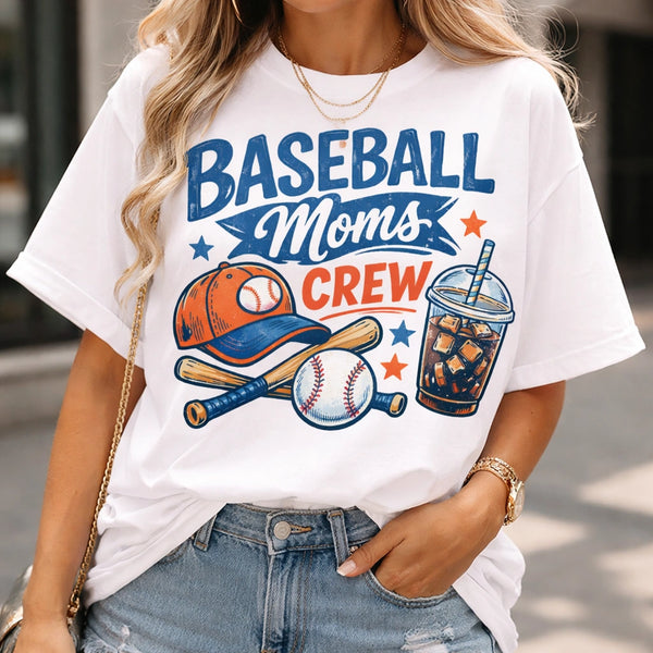 Baseball Moms Crew Comfort Colors T-Shirt, Gameday Baseball Tee, Sports Mom Shirt, Cute Women's Baseball Game Day Tee, Retro Baseball Mama Shirt, Gift for Baseball Moms