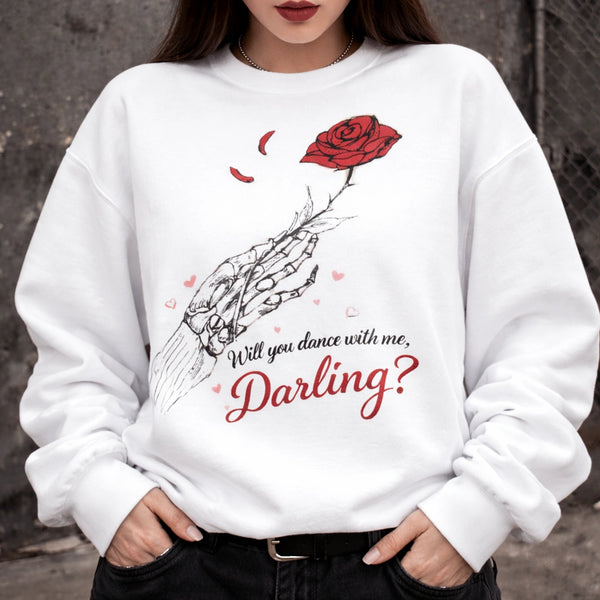 Will You Dance With Me Darling Shirt, Romantic Vintage Quote Tee, Elegant Script Aesthetic Shirt, Couple Anniversary Gift Top, Retro Ballroom Dance Graphic Shirt, Sweet Darling Statement Apparel