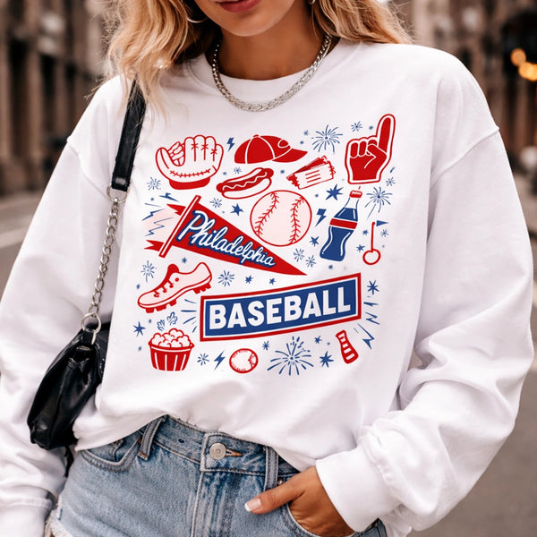 Philadelphia Shirt, Retro Baseball Fan Sweatshirt, Vintage Sports Gift for Him Her, Retro Baseball Graphic Tee, Gameday Shirt