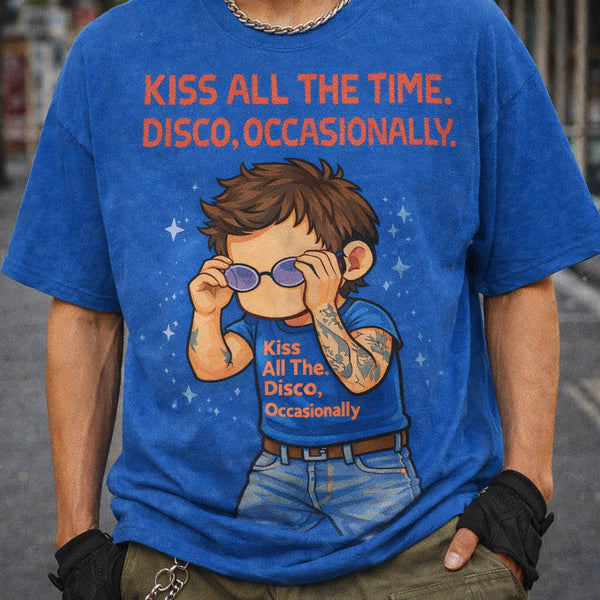 Disco Occasionally Tee, Music Lyric Inspired Shirt, Retro 70s Aesthetic Apparel, Trendy Bookish Style Top, Gift for Music Lovers, Sweatshirt